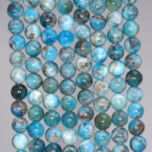 5-6mm White Blue Apatite Gemstone Round Loose Beads 15.5 Inch Full Strand (80003977-b98)