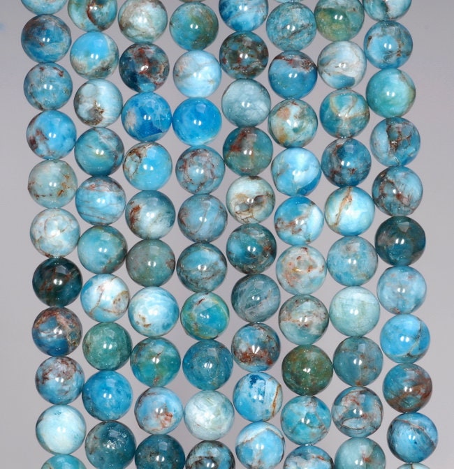 5-6mm White Blue Apatite Gemstone Round Loose Beads 15.5 Inch Full Strand (80003977-b98)