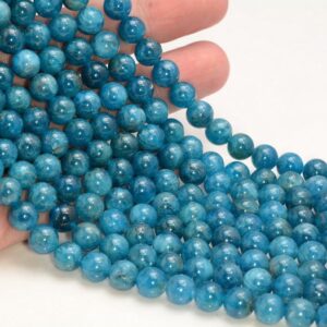 8MM Connoisseur Blue Apatite Gemstone Grade AAA Round 8MM Loose Beads 15.5 inch Full Strand LOT 1,2,6,12 and 50 (90183024-117)