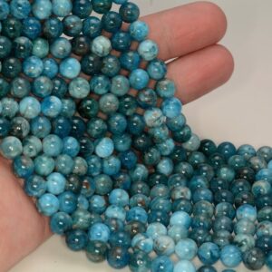 8mm Apatite Gemstone Grade AA Ocean Blue Round 8mm Loose Beads 7.5 inch Half Strand LOT 1,2,6,12 and 50 (90184252-853)