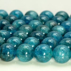 Deep Blue Green Apatite 7-8mm Gemstone Grade Aaa Round Loose Beads (117)