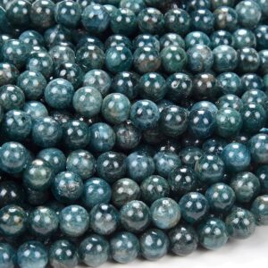 Natural Apatite Deep Blue Green Gemstone Grade  Round 4MM 5MM 6MM 7MM 8MM Loose Beads BULK LOT 1,2,6,12 and 50 (D119)