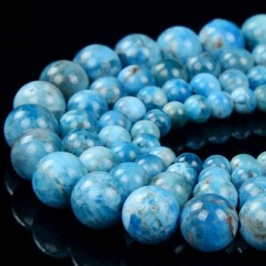 Natural Ocean Blue Apatite Gemstone Grade AA Round 5MM 6MM 7MM 8MM 9MM 10MM Loose Beads BULK LOT 1,2,6,12 and 50 (D362)
