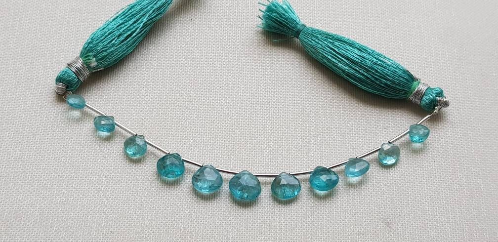 Bead Apatite 4" Fact Heart Shape 5 To 8mm Graduated Each Agrade