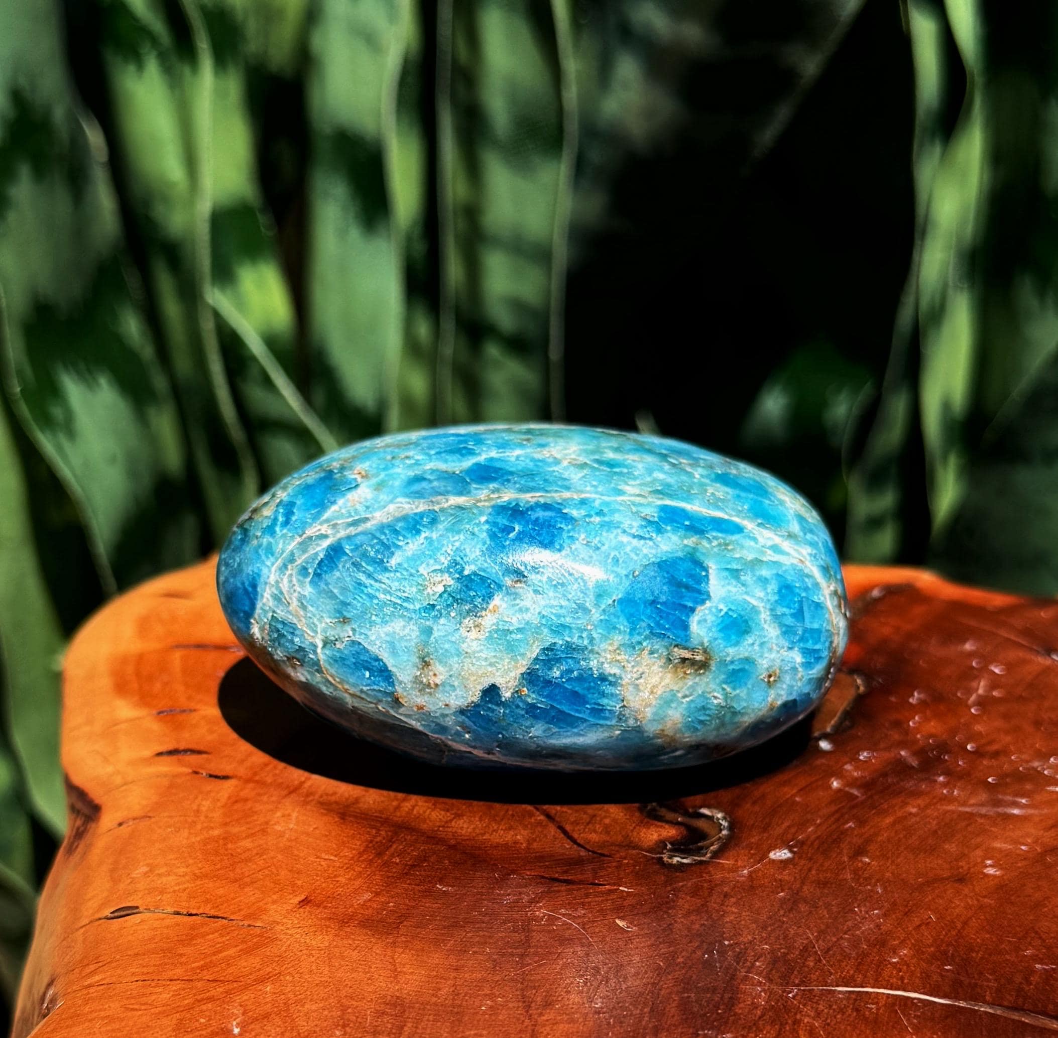 Blue Apatite Crystal Palm Stone - Third Eye Chakra Crystal For Intuition - Blue Apatite Crystal Blue Apatite Crystal Palm Stone - Third Eye Chakra Crystal For Intuition - Blue Apatite Crystal
