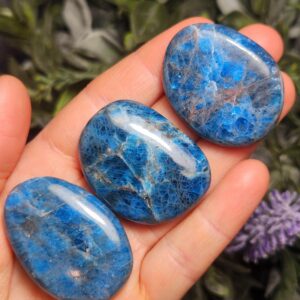 Blue Apatite Palm Stone, Polished Blue Apatite Crystal (1-1.5"+)