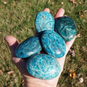 Blue Apatite Pebble ONE Polished Palm Stone - Approximately 2" Blue Apatite Pebble ONE Polished Palm Stone - Approximately 2"