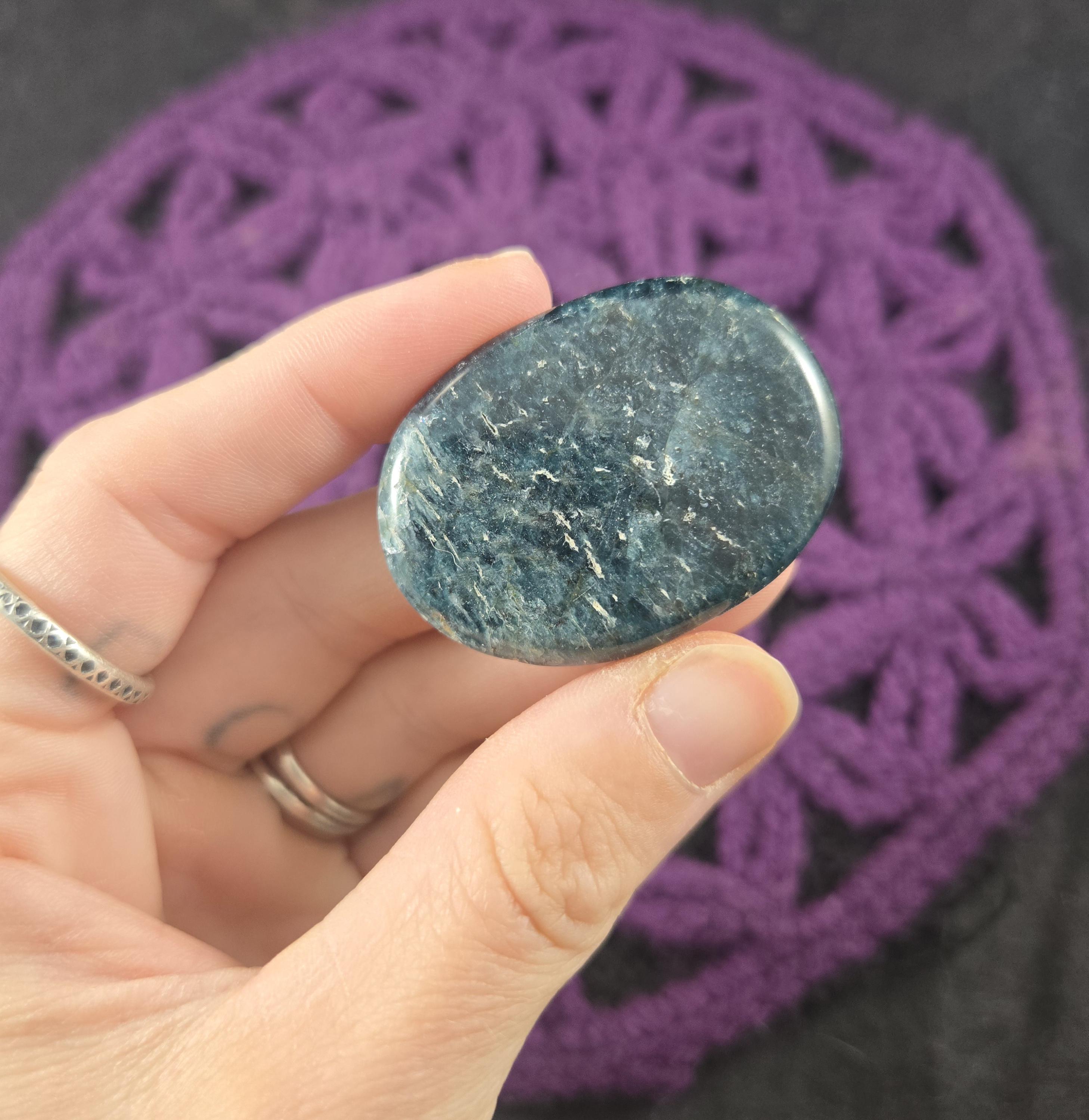 Blue Apatite Pocket Stone Small Gallet Crystal Stones Crystals Mini Palmstone Natural High Quality Shimmer Gemmy Throat Chakra