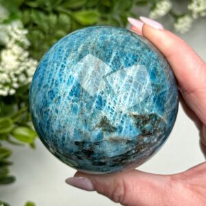 Blue Apatite Sphere | 70mm | - #1 (polished Crystal Ball, Throat Chakra, Healing Stone, Peace) Blue Apatite Sphere | 70mm | - #1 (polished Crystal Ball, Throat Chakra, Healing Stone, Peace)