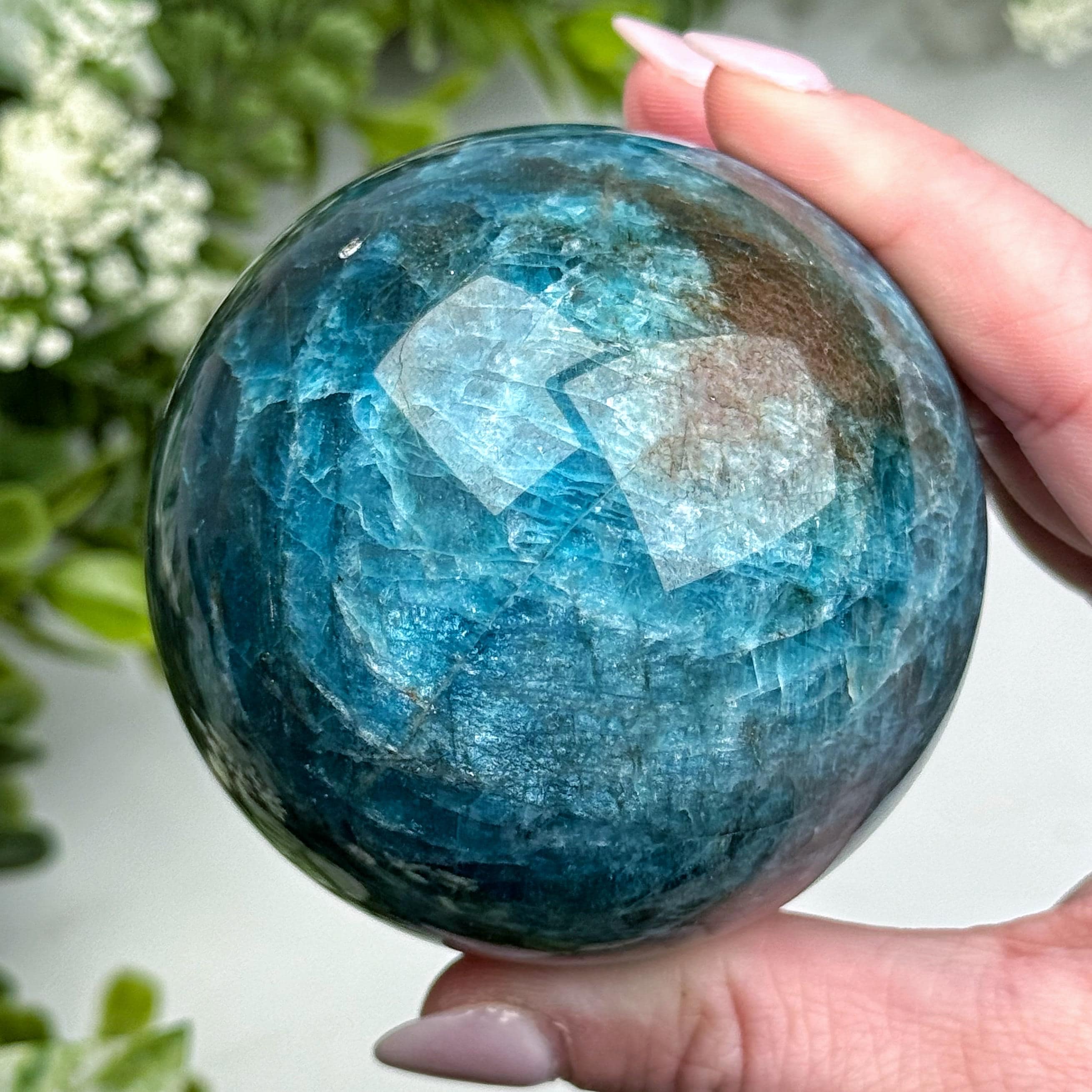 Blue Apatite Sphere | 66mm | - #3 (polished Crystal Ball, Throat Chakra, Healing Stone, Peace)