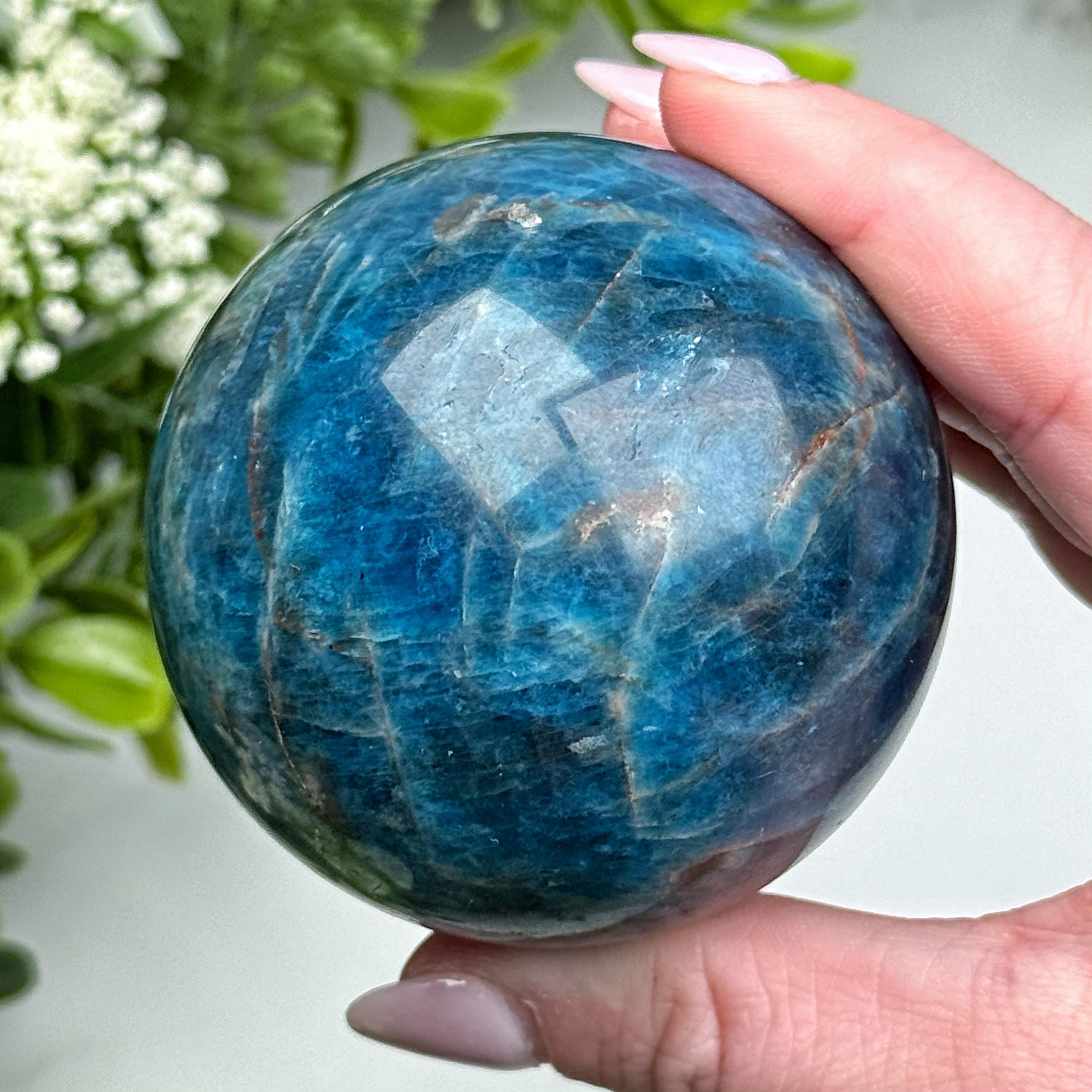 Blue Apatite Sphere | 60mm | - #6 (polished Crystal Ball, Throat Chakra, Healing Stone, Peace) Blue Apatite Sphere | 60mm | - #6 (polished Crystal Ball, Throat Chakra, Healing Stone, Peace)