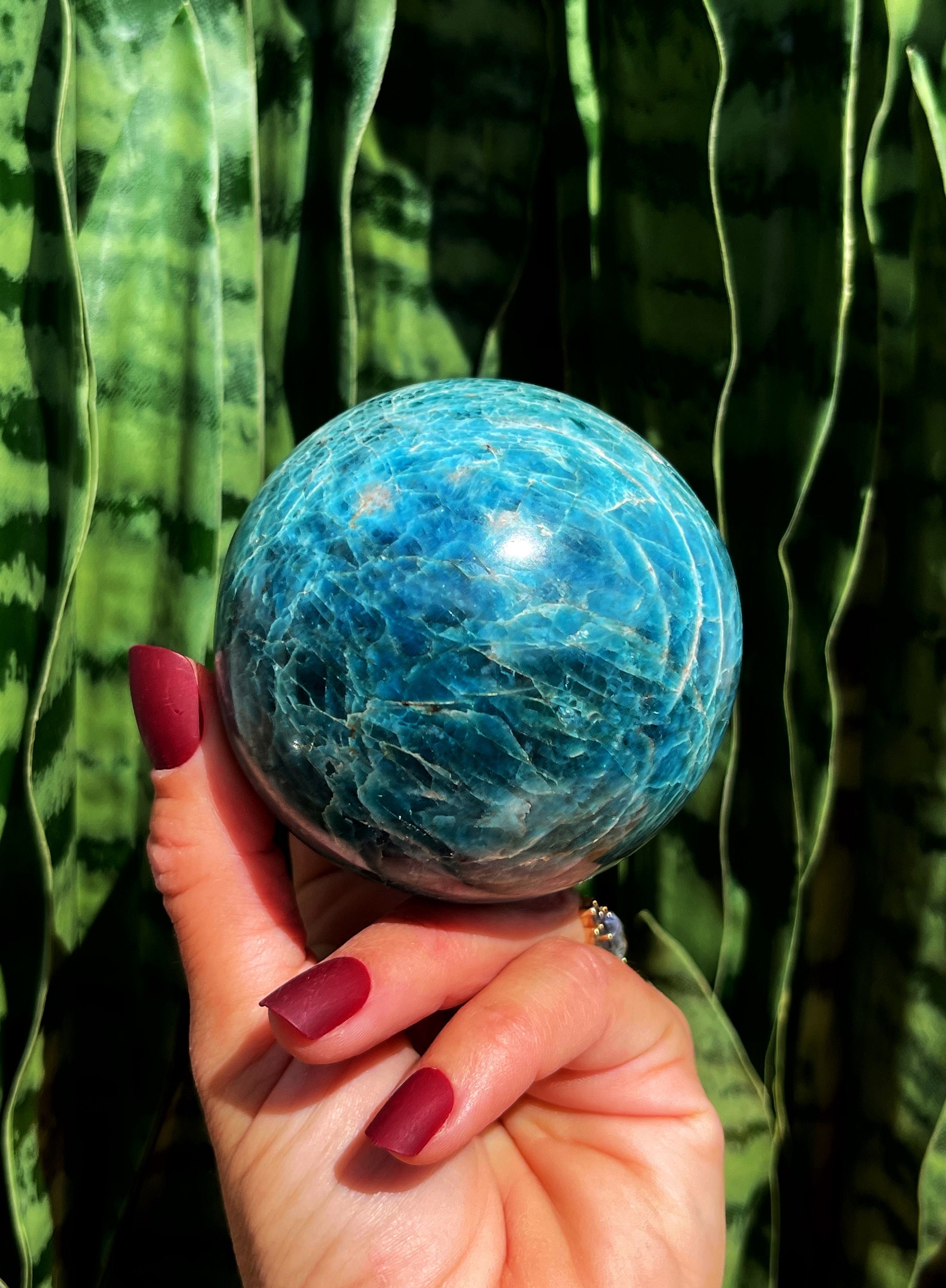 Blue Apatite Sphere With Stand - Third Eye Chakra Crystal For Deepening Intuition + Health Goals - Healing Crystal Blue Apatite Sphere With Stand - Third Eye Chakra Crystal For Deepening Intuition + Health Goals - Healing Crystal