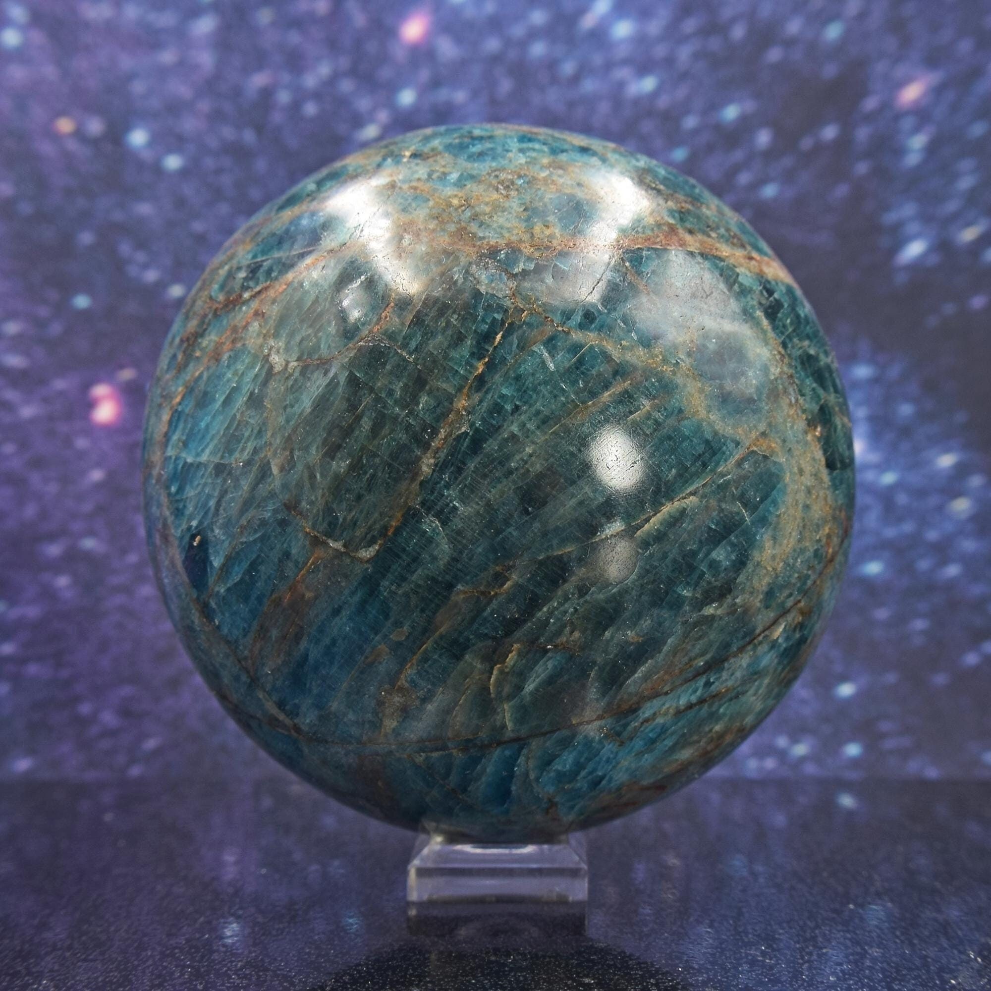 Exquisite Extra Large Polished Blue And Green Apatite Sphere From Madagascar , 90.4mm , 1213 Grams
