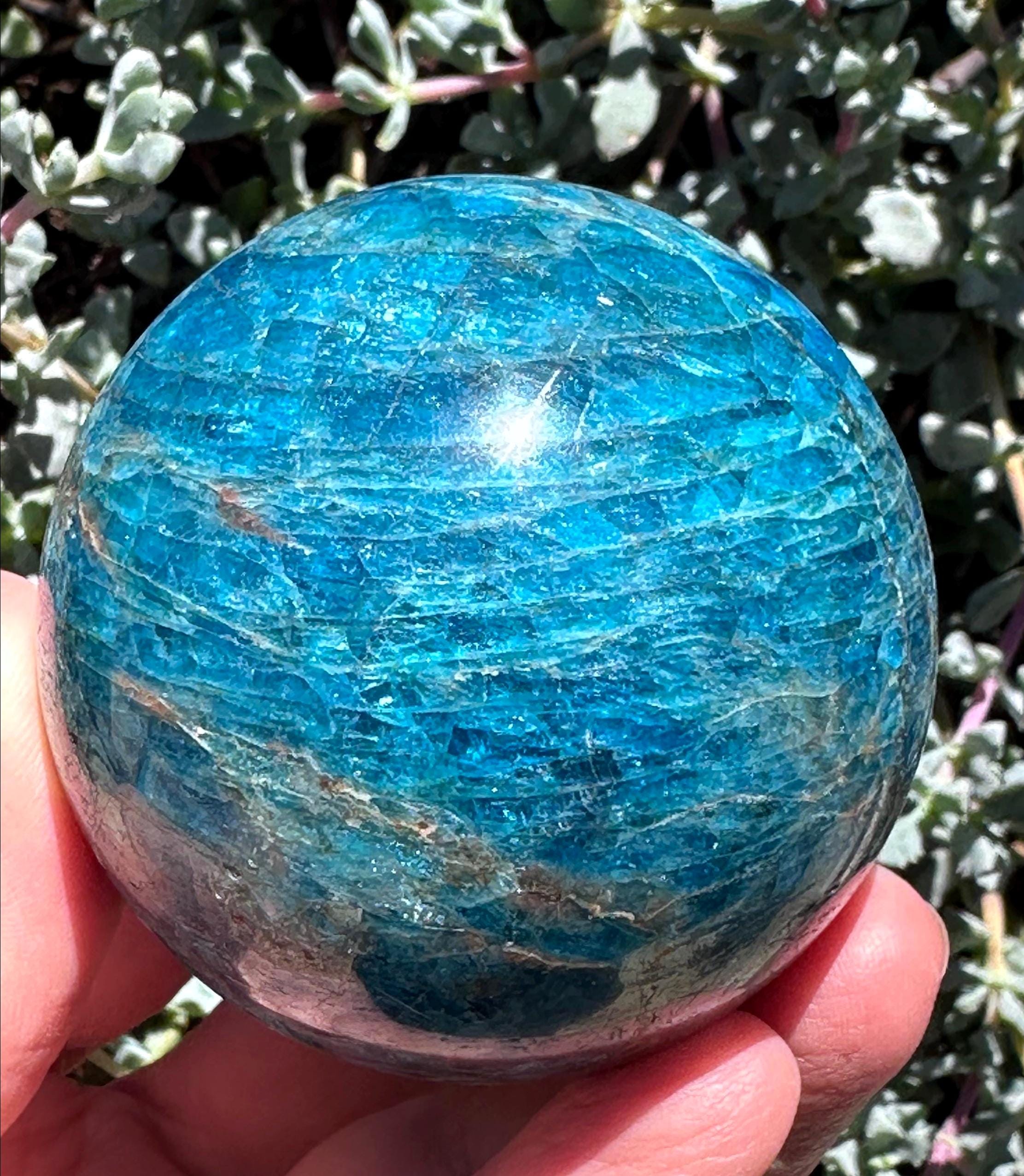 Gemmy Blue Apatite Sphere From Madagascar