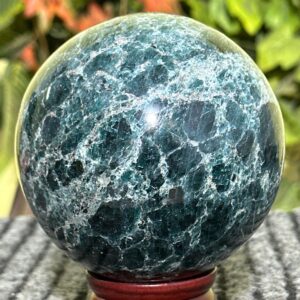 Large 11.5CM Blue Apatite Sphere: Polished Altar Decor, Feng Shui Large 11.5CM Blue Apatite Sphere: Polished Altar Decor, Feng Shui