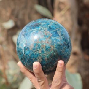 Large 11CM Blue Apatite Sphere: Manifestation Crystal Stone Large 11CM Blue Apatite Sphere: Manifestation Crystal Stone