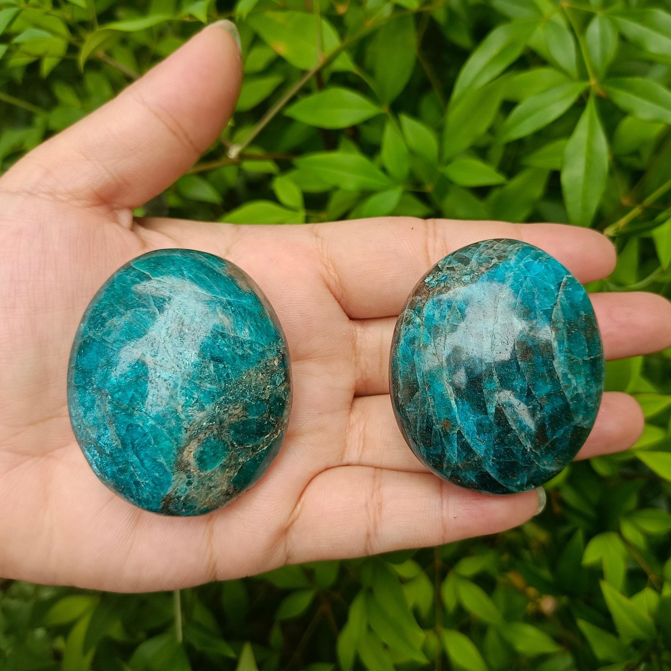 Large Blue Apatite Palm Stone: Polished Healing Crystal (2-3 Inch)