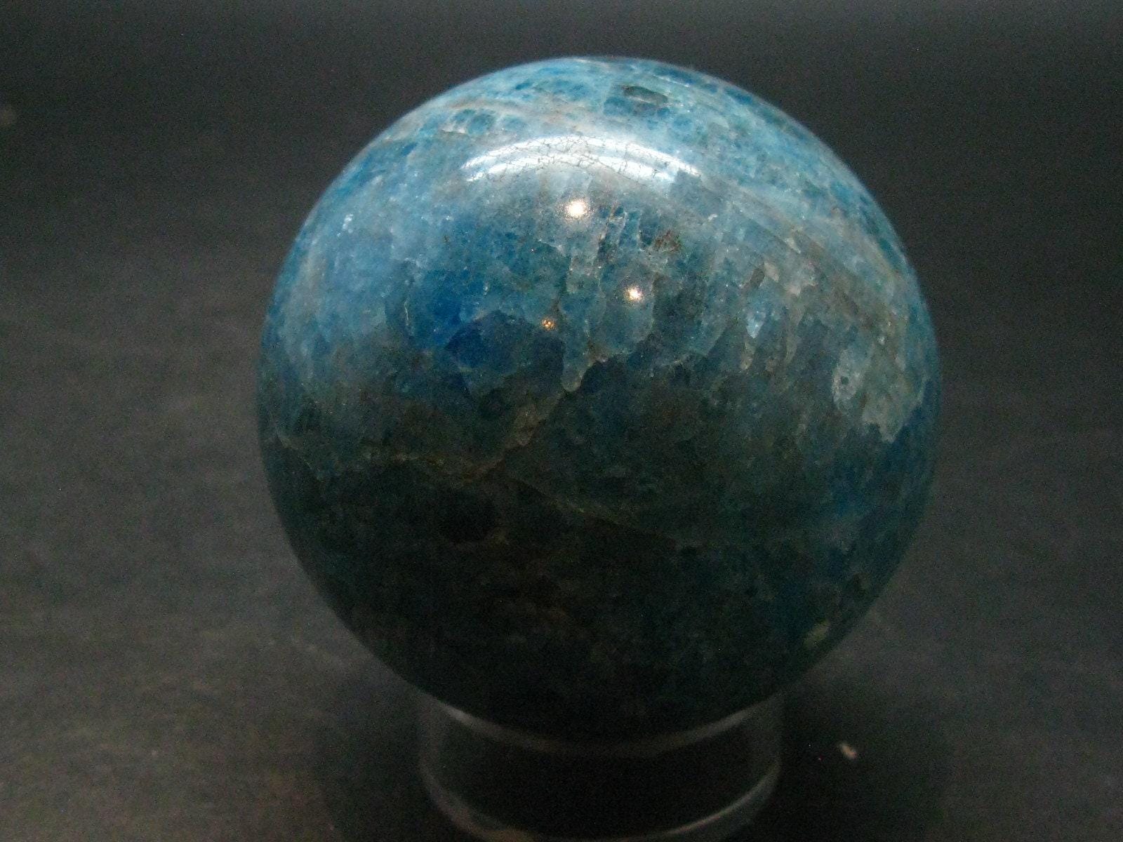 Large Neon Blue Apatite Sphere From Madagascar- 268.58 Grams - 2.2"