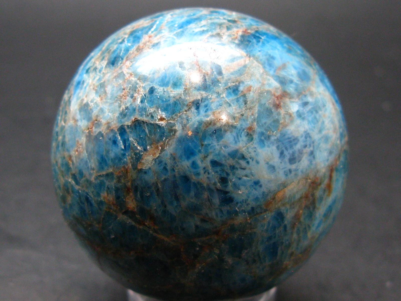 Large Neon Blue Apatite Sphere From Madagascar- 258.18 - 2.0"