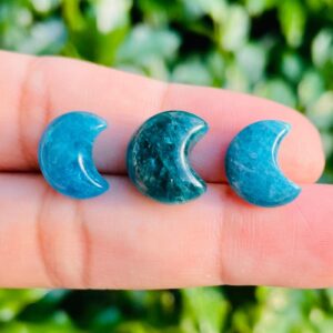 Mini Blue Apatite Crystal Moon: Carved Gemstone (8-10mm) Mini Blue Apatite Crystal Moon: Carved Gemstone (8-10mm)