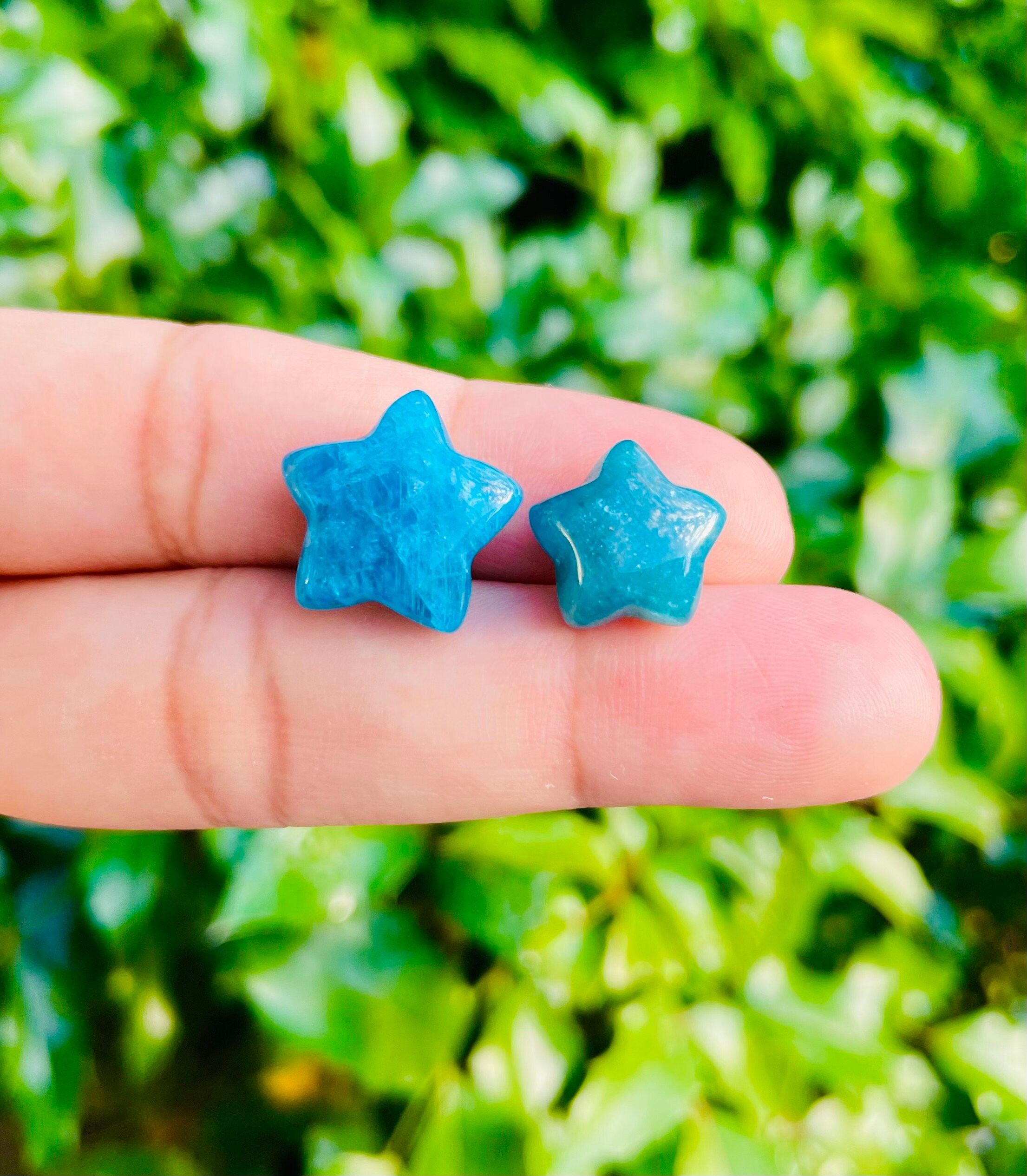 Mini Blue Apatite Crystal Star: Carved Gemstone (8-12 Mm) Mini Blue Apatite Crystal Star: Carved Gemstone (8-12 Mm)