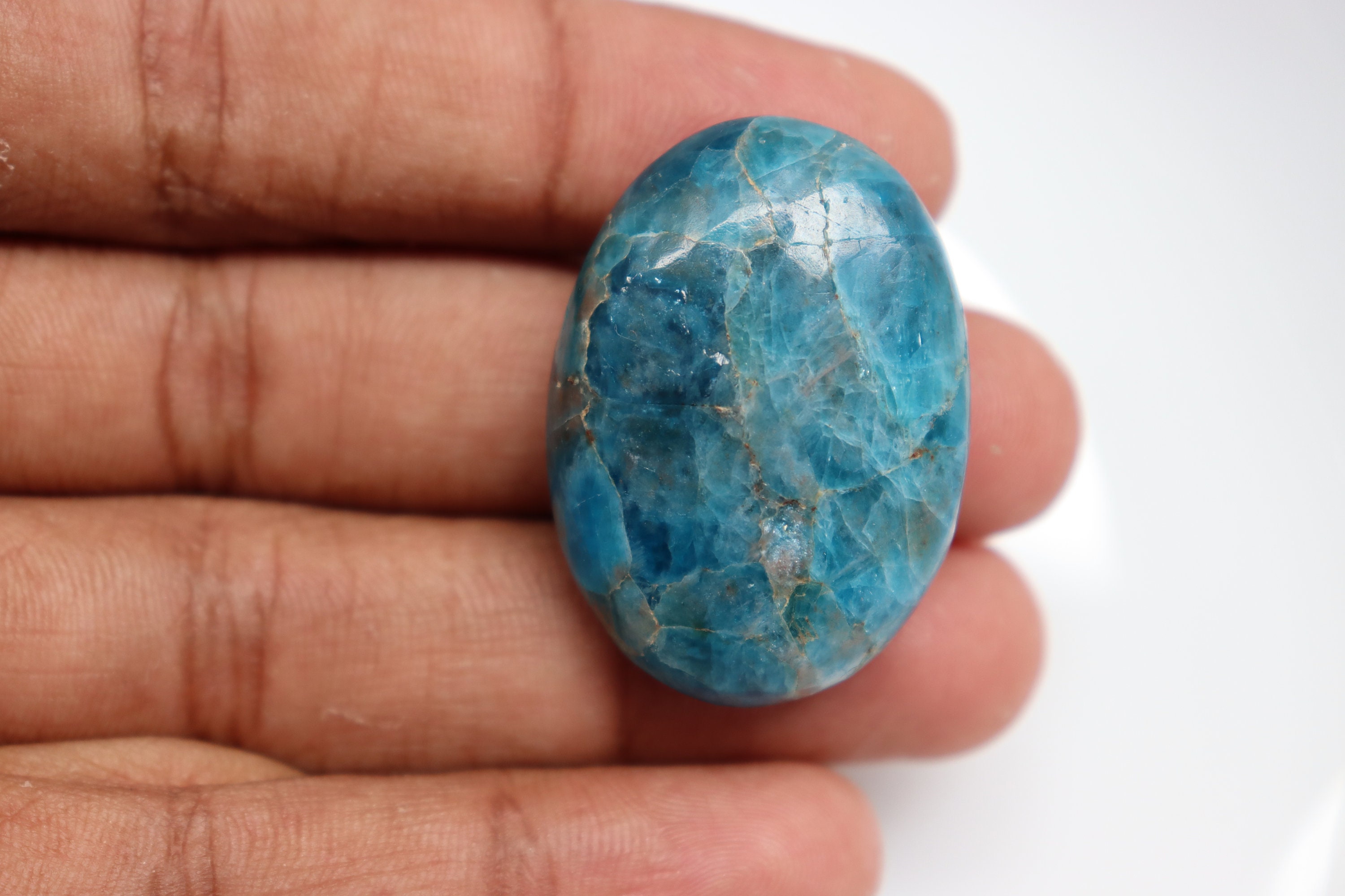 Apatite Palm Stone A Grade - Blue Apatite Pocket Stone - Crystal Healing- Palm Stone - Healing Stone- High Quality Ethical Crystals