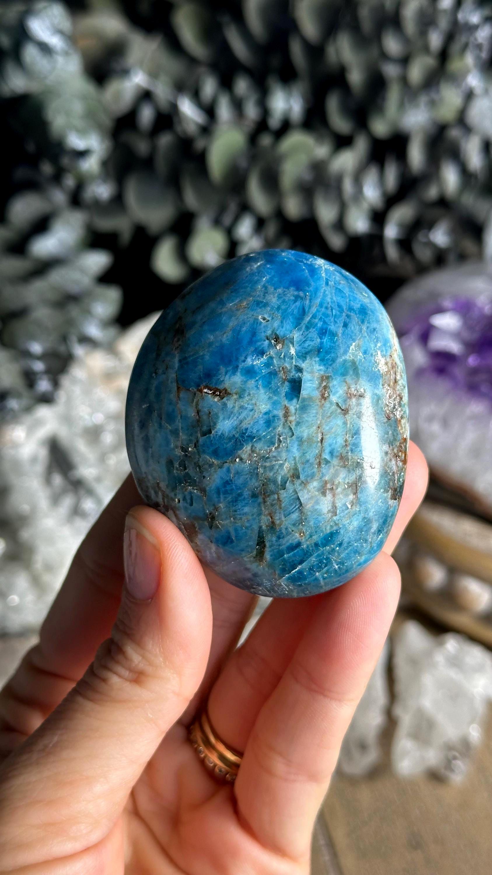Apatite Palm Stone, Blue Apatite Apatite Palm Stone, Blue Apatite
