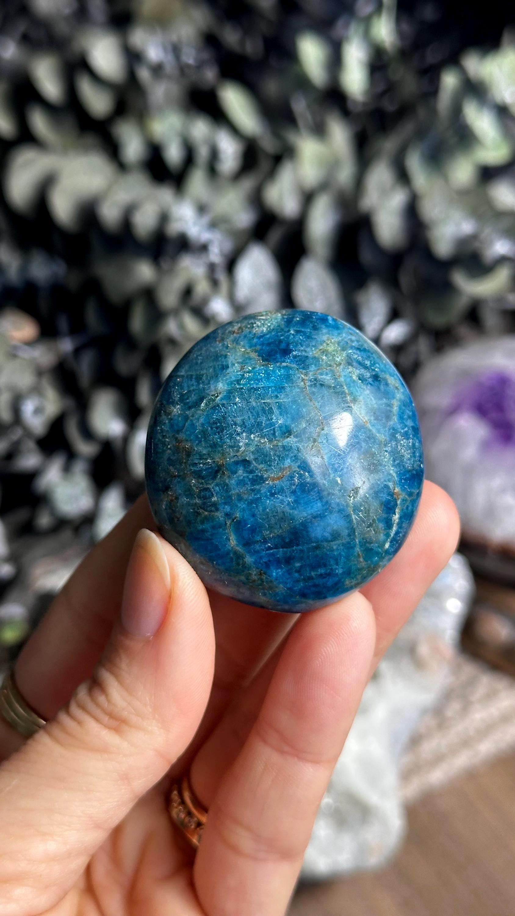 Apatite Palm Stone, Blue Apatite Apatite Palm Stone, Blue Apatite