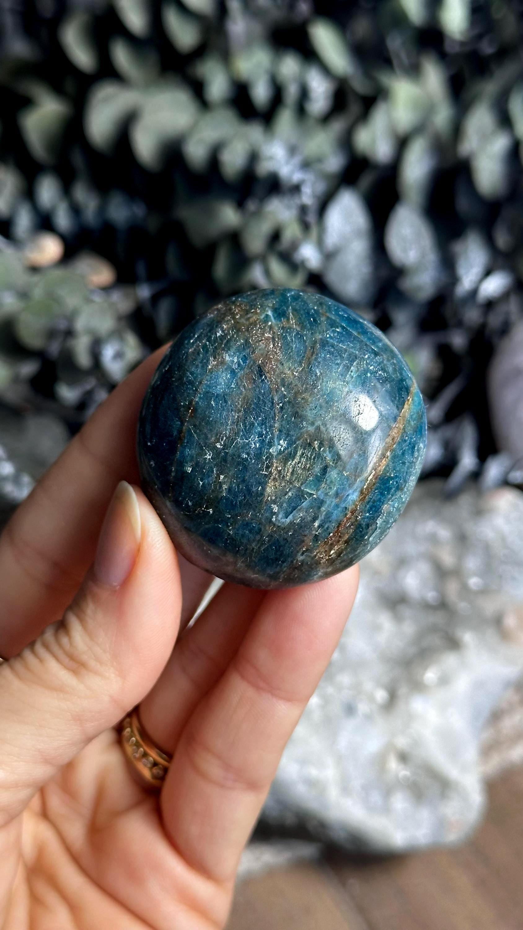Apatite Palm Stone, Blue Apatite Apatite Palm Stone, Blue Apatite