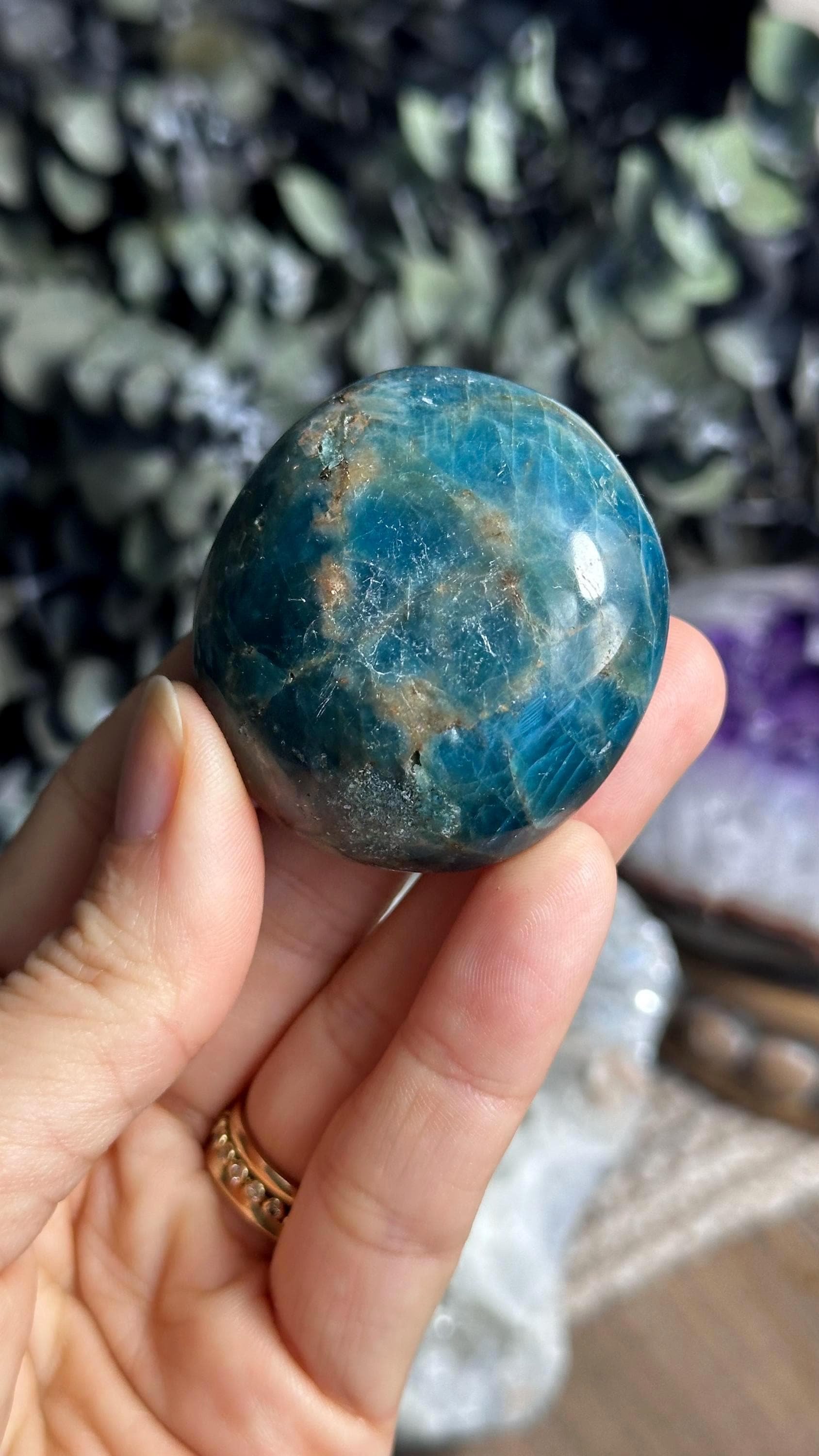 Apatite Palm Stone, Blue Apatite Apatite Palm Stone, Blue Apatite
