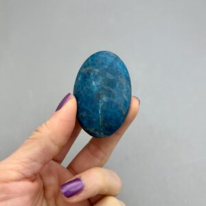 Small Blue Apatite Crystal Palm Stone Psychic Development Self Acceptance Meditation Palm Stone Metaphysical Crystal Reiki Throat Chakra