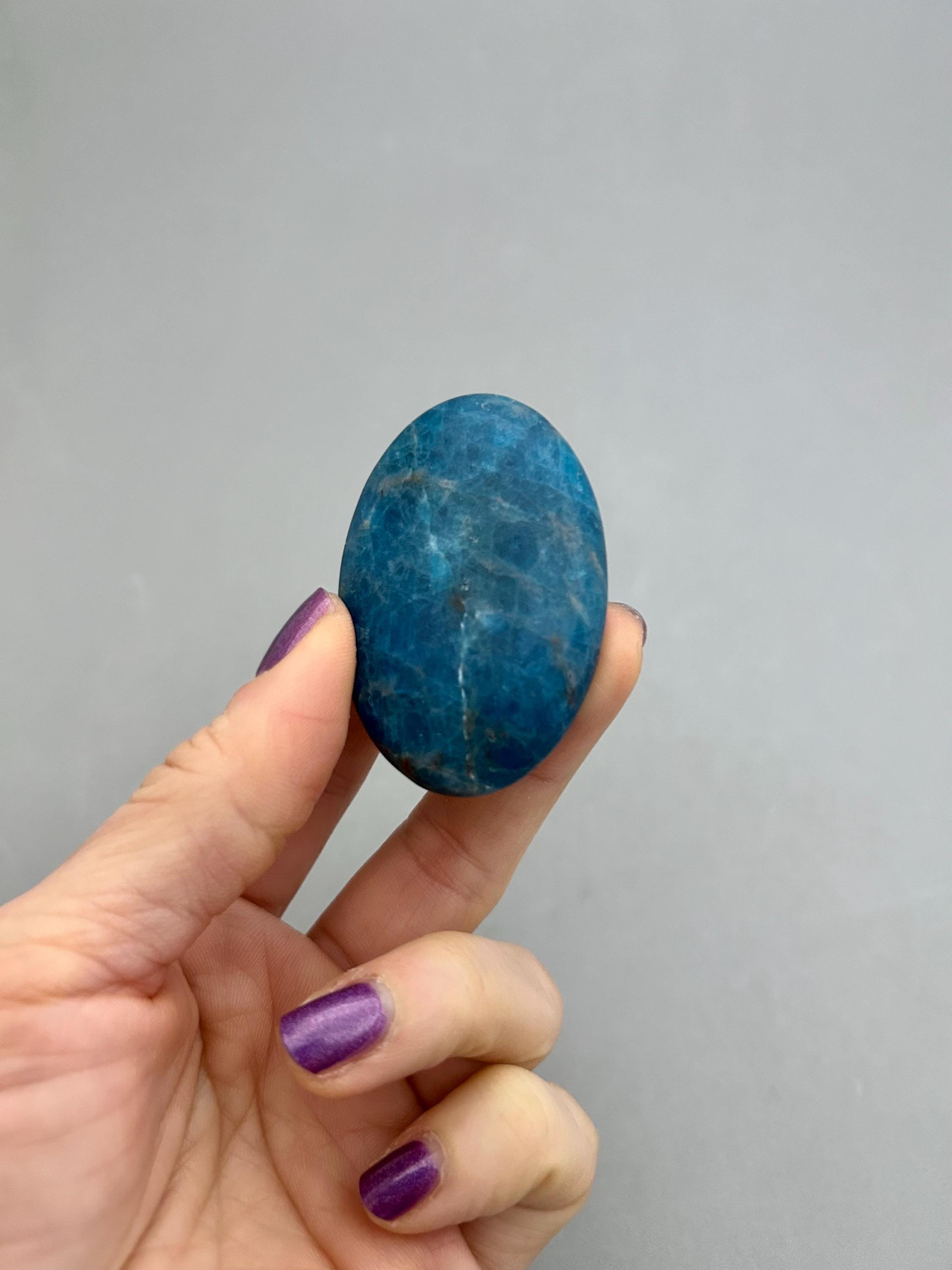 Small Blue Apatite Crystal Palm Stone Psychic Development Self Acceptance Meditation Palm Stone Metaphysical Crystal Reiki Throat Chakra