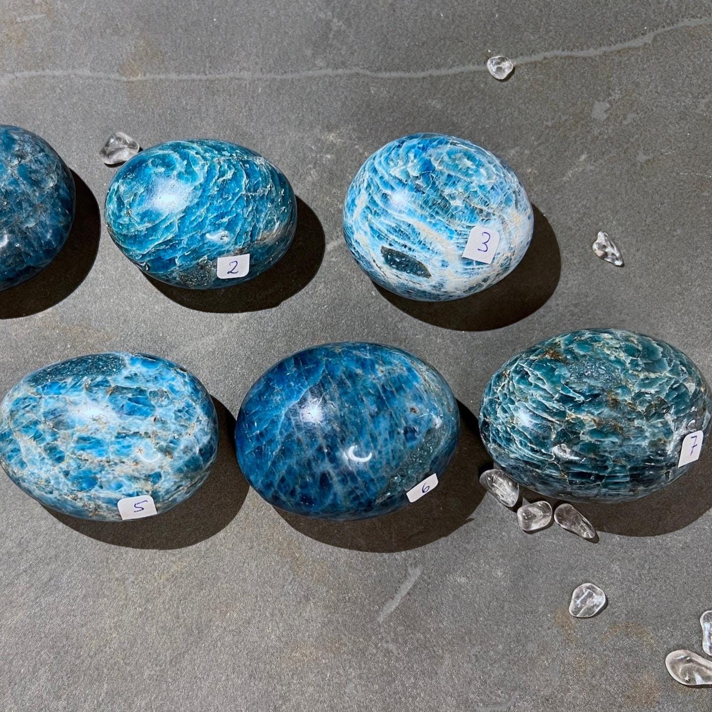 Teal Blue Apatite | You Choose | Palm Stone 2"