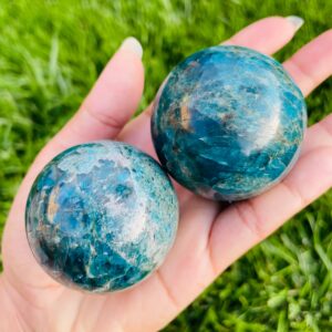 Xl Dark Blue Apatite Sphere: Jumbo Natural Gemstone Polished Crystal Ball (40-60mm)