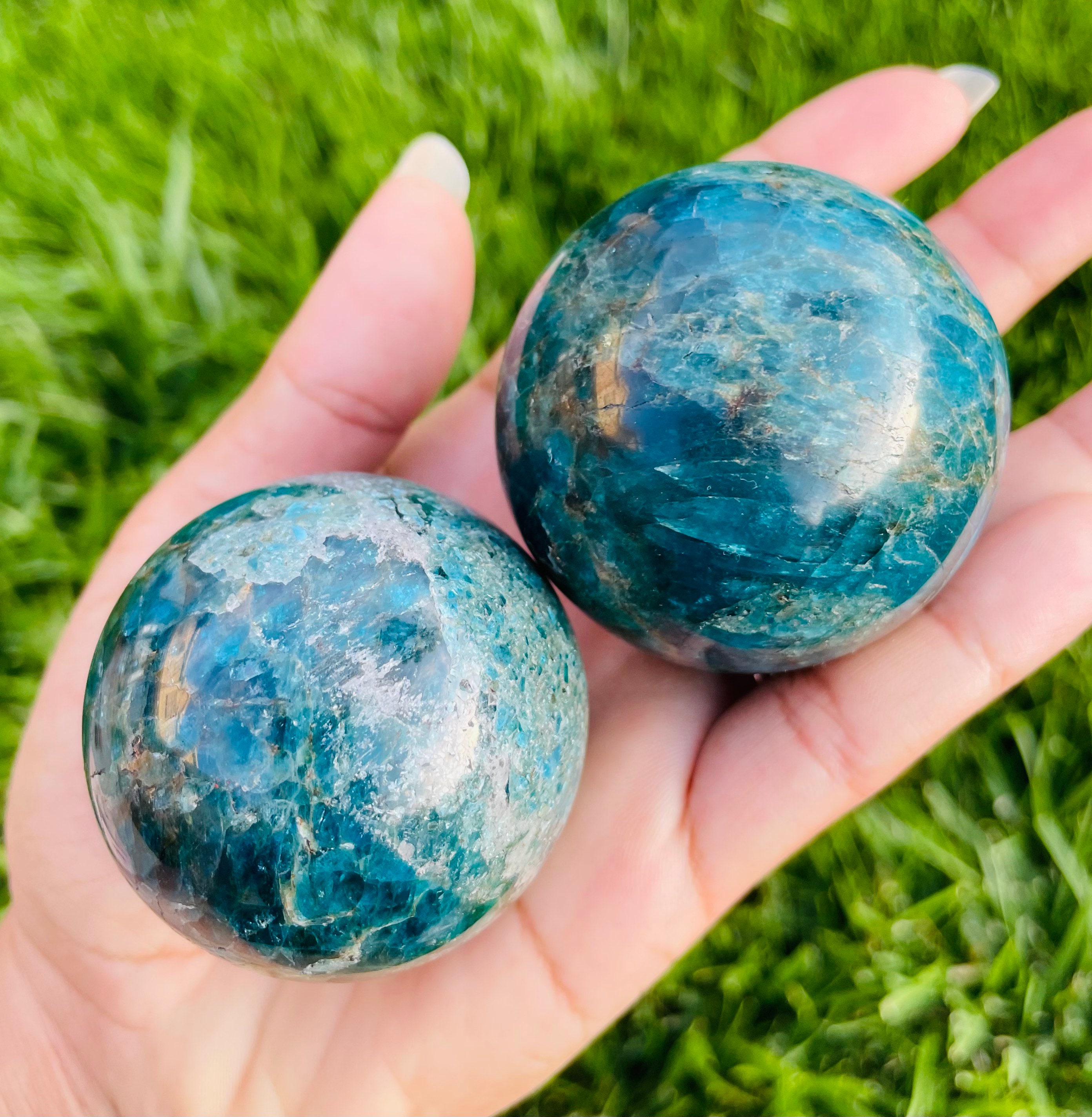 Xl Dark Blue Apatite Sphere: Jumbo Natural Gemstone Polished Crystal Ball (40-60mm)