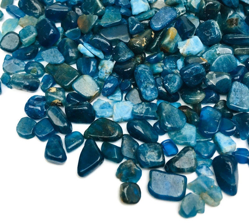 Blue Apatite Crystal: 100g Mini Tumbled Stones - 4-8mm