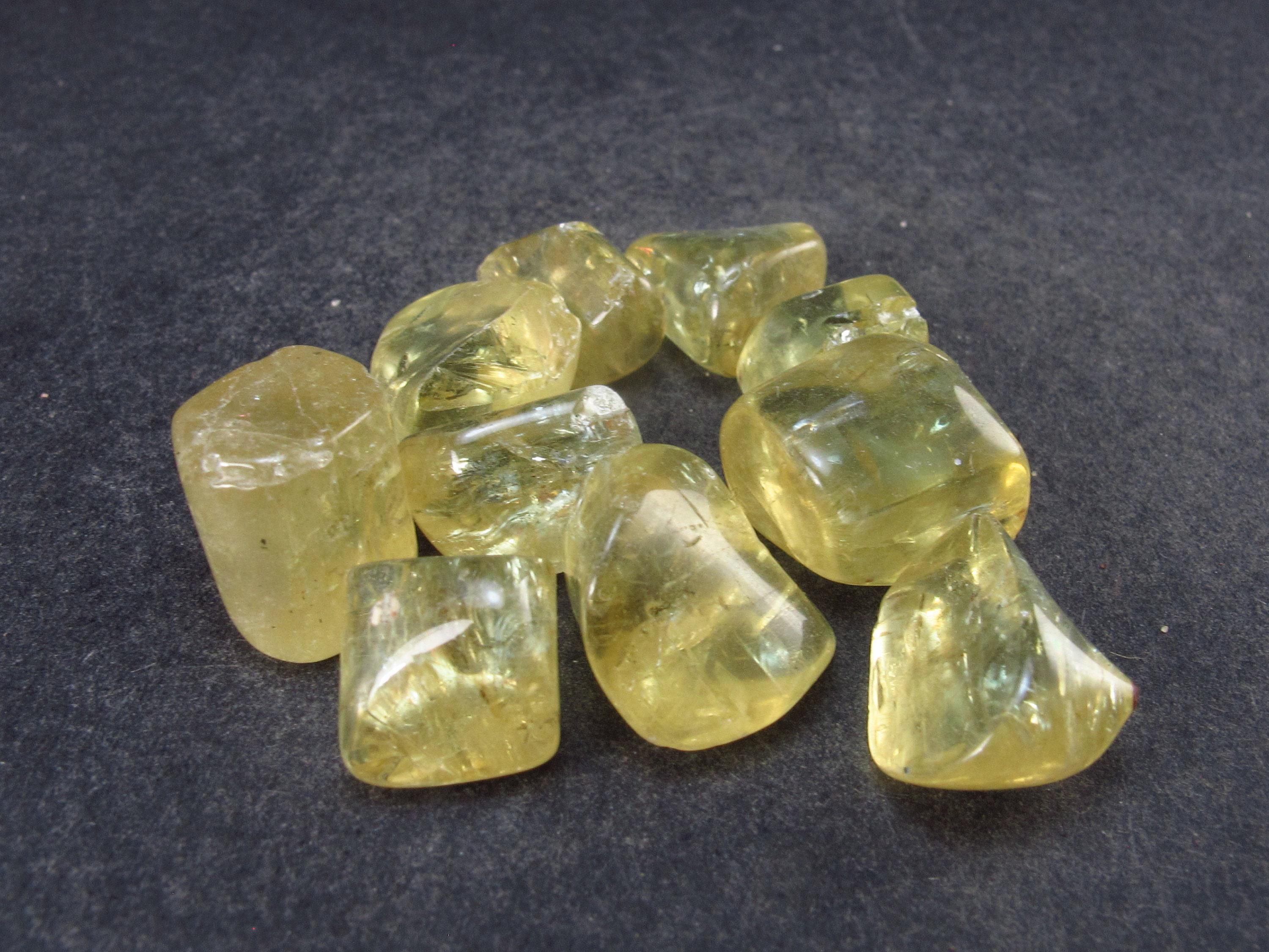 Lot Of 10 Gold Apatite Tumbled Stones From Mexico