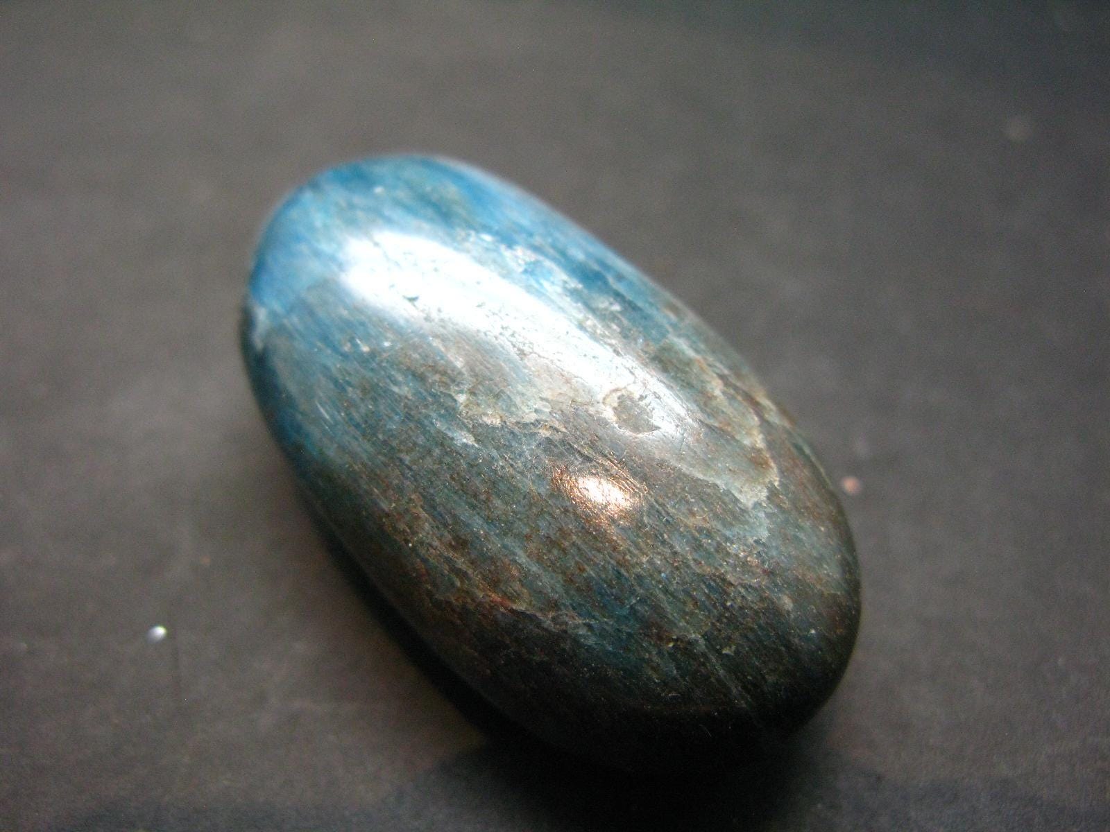 Neon Blue Apatite Tumbled Stone From Madagascar - 40.62 Grams - 1.7"