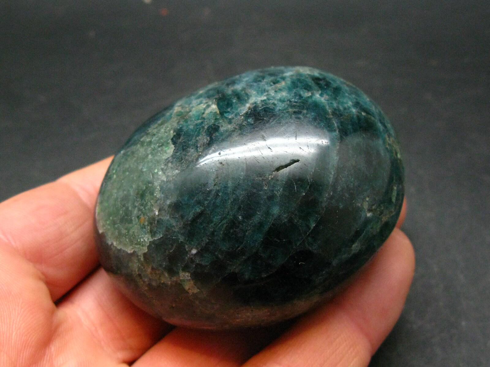 Neon Blue Apatite Tumbled Stone From Madagascar - 224.3 Grams - 2.5"