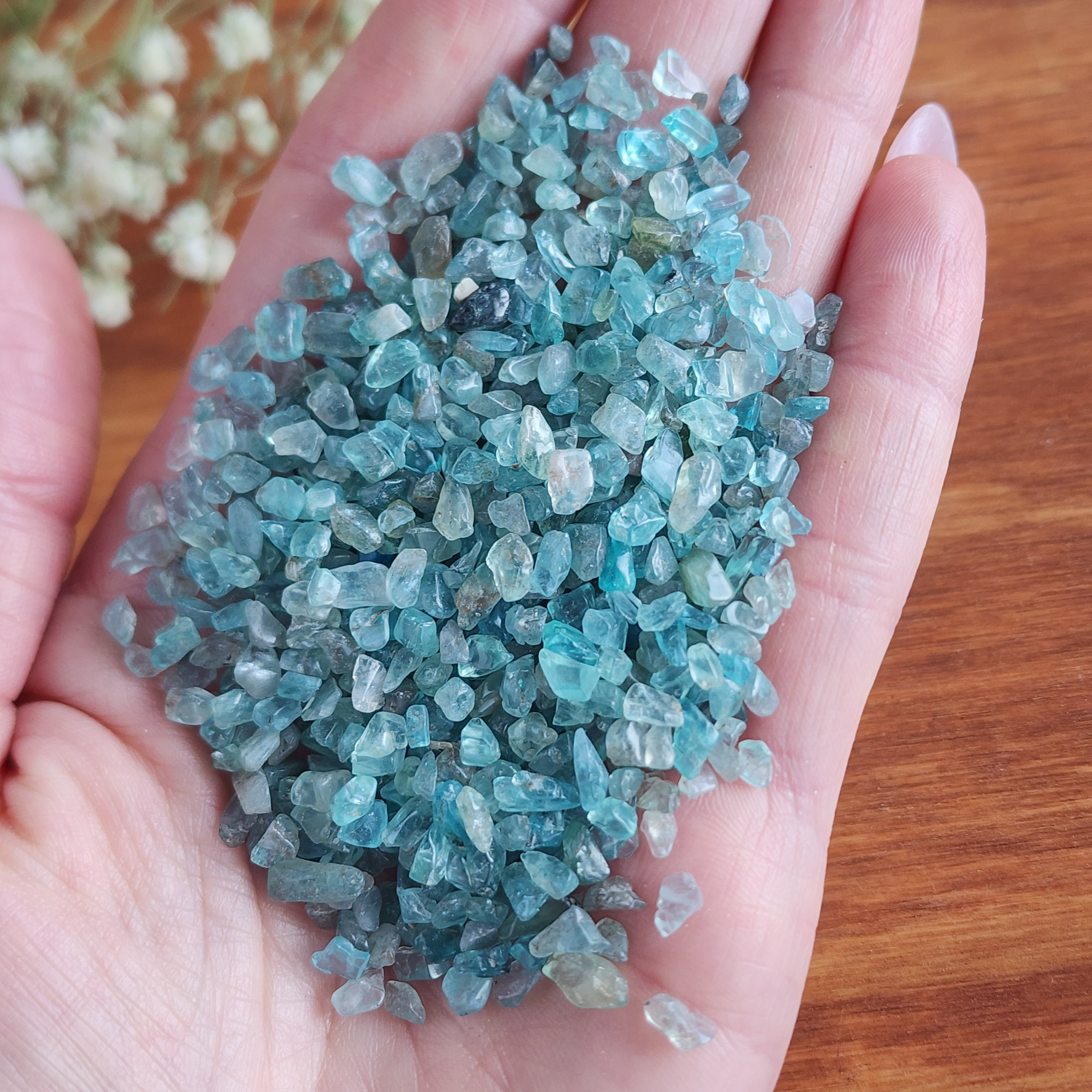 Tiny Tumbled Apatite Crystal Chips, 2-6 Mm Bulk Lots Of Small Undrilled Green And Blue Crystals For Jewelry, Decor, Or Crystal Grids