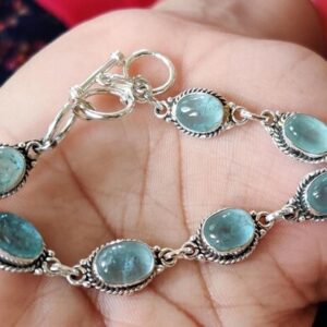 Aquamarine Bracelet: 925 Sterling Silver Gemstone Jewelry