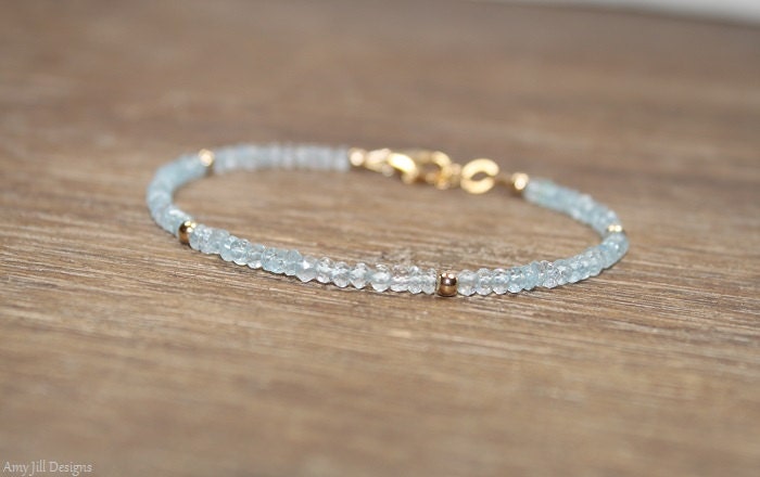 Aquamarine Bracelet, Gold Filled Or Sterling Silver Beads, March Birthstone, Aquamarine Jewelry, Gemstone Bracelet