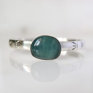 Handmade Aquamarine Bangle: 925 Sterling Silver Gemstone Bracelet