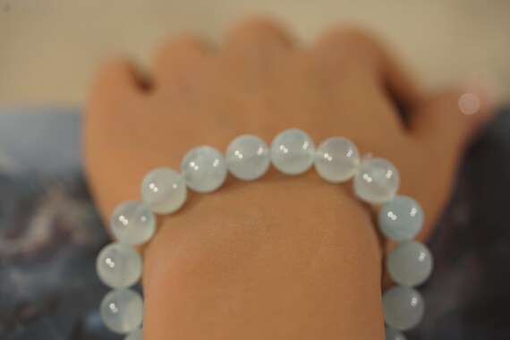 Icy Aquamarine Stretch Bracelet • 10mm • Icy Blue Energy • Expressive Energy Bracelet • Instant Calm Bracelet • Flow State Bracelet • 5079