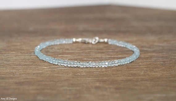 Aquamarine Bracelet, Aquamarine Jewelry, Something Blue, March Birthstone, Gemstone Bracelet