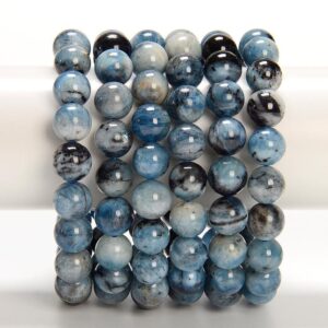 Natural Devil Blue Aquamarine Gemstone Round Bracelet 4-5MM 6MM 7MM 8MM 9MM 10MM 11MM 12MM 13MM 14MM 7.5 inch 8 inch Strand (S53)