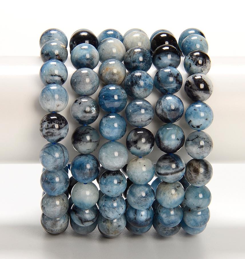 Natural Devil Blue Aquamarine Gemstone Round Bracelet 4-5mm 6mm 7mm 8mm 9mm 10mm 11mm 12mm 13mm 14mm 7.5 Inch 8 Inch Strand (s53)