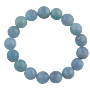 Natural Aquamarine Faceted Round Size 10mm and 12mm- Handmade In USA- approx. 7-7.5" Bracelet Crystal Bracelet- LGS
