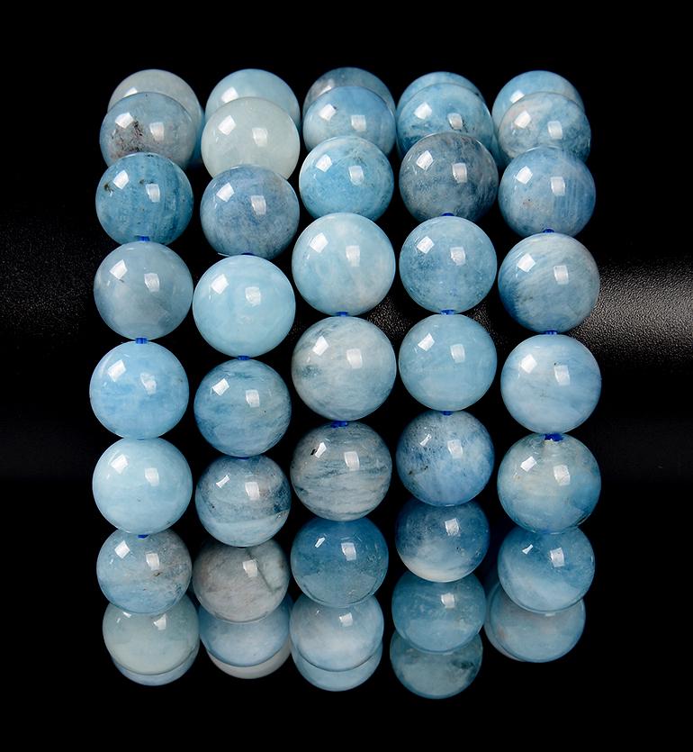 Natural Aquamarine Gemstone Round Bracelet 9mm 10mm 7.5 Inch Strand (s45) Natural Aquamarine Gemstone Round Bracelet 9mm 10mm 7.5 Inch Strand (s45)