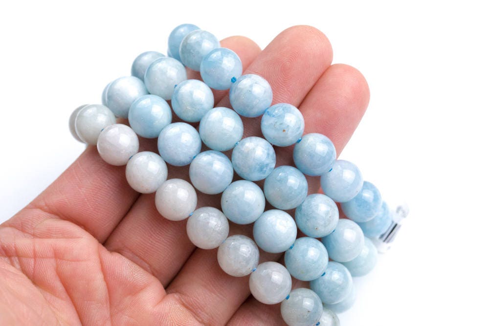 Natural Natura Aquamarine Bracelet A Quality, 7 Inches, One Size Fits All- Stackable Bracelet Aaa Quality Gemstone Beads Natural Natura Aquamarine Bracelet A Quality, 7 Inches, One Size Fits All- Stackable Bracelet Aaa Quality Gemstone Beads